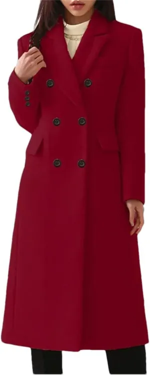Women's Winter Wool Blend Slim Long Warm Coat Jacket