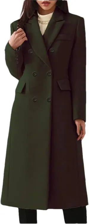 Women's Winter Wool Blend Slim Long Warm Coat Jacket