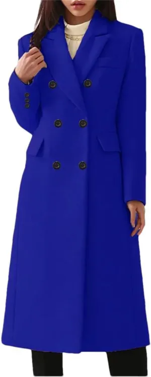 Women's Winter Wool Blend Slim Long Warm Coat Jacket