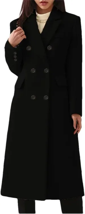 Women's Winter Wool Blend Slim Long Warm Coat Jacket