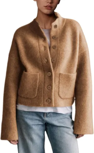 Womens Wool Blend Knit Cardigan Sweaters Long Sleeve Button Down Trendy Sweater Jackets Outwear