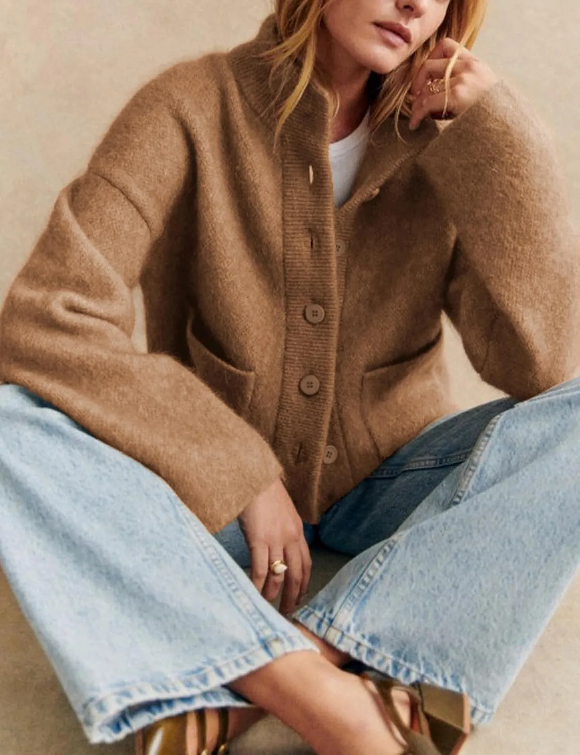 Womens Wool Blend Knit Cardigan Sweaters Long Sleeve Button Down Trendy Sweater Jackets Outwear
