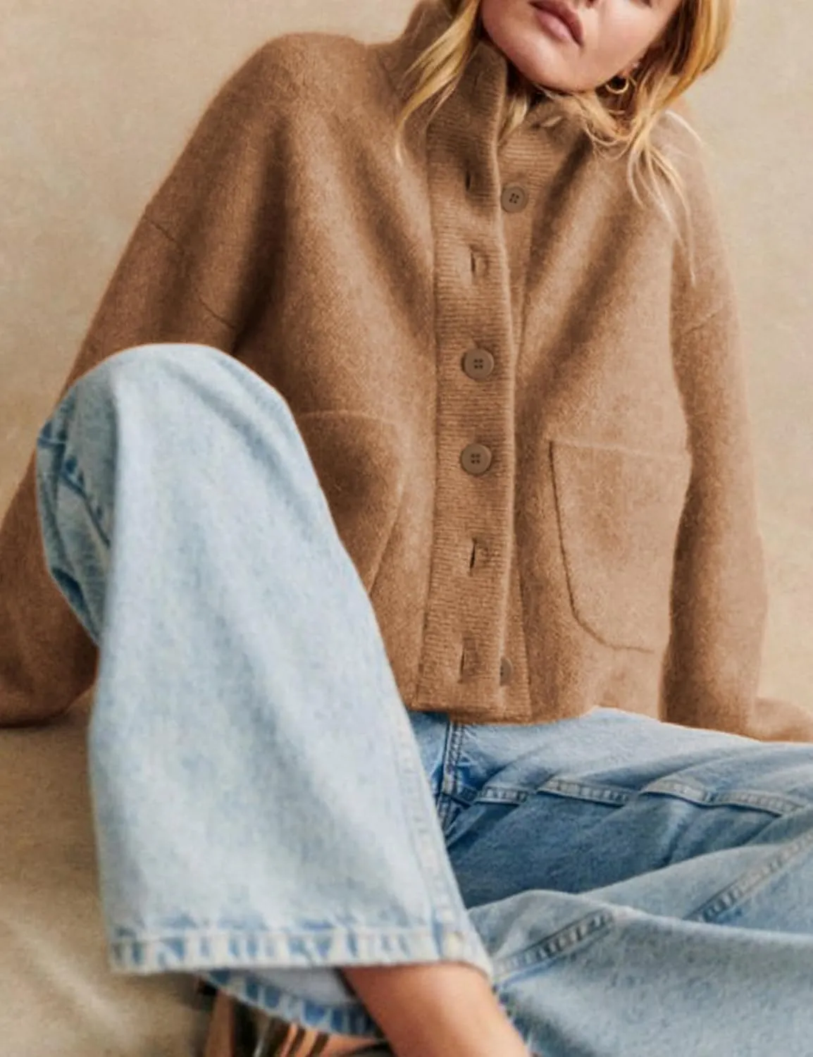 Womens Wool Blend Knit Cardigan Sweaters Long Sleeve Button Down Trendy Sweater Jackets Outwear