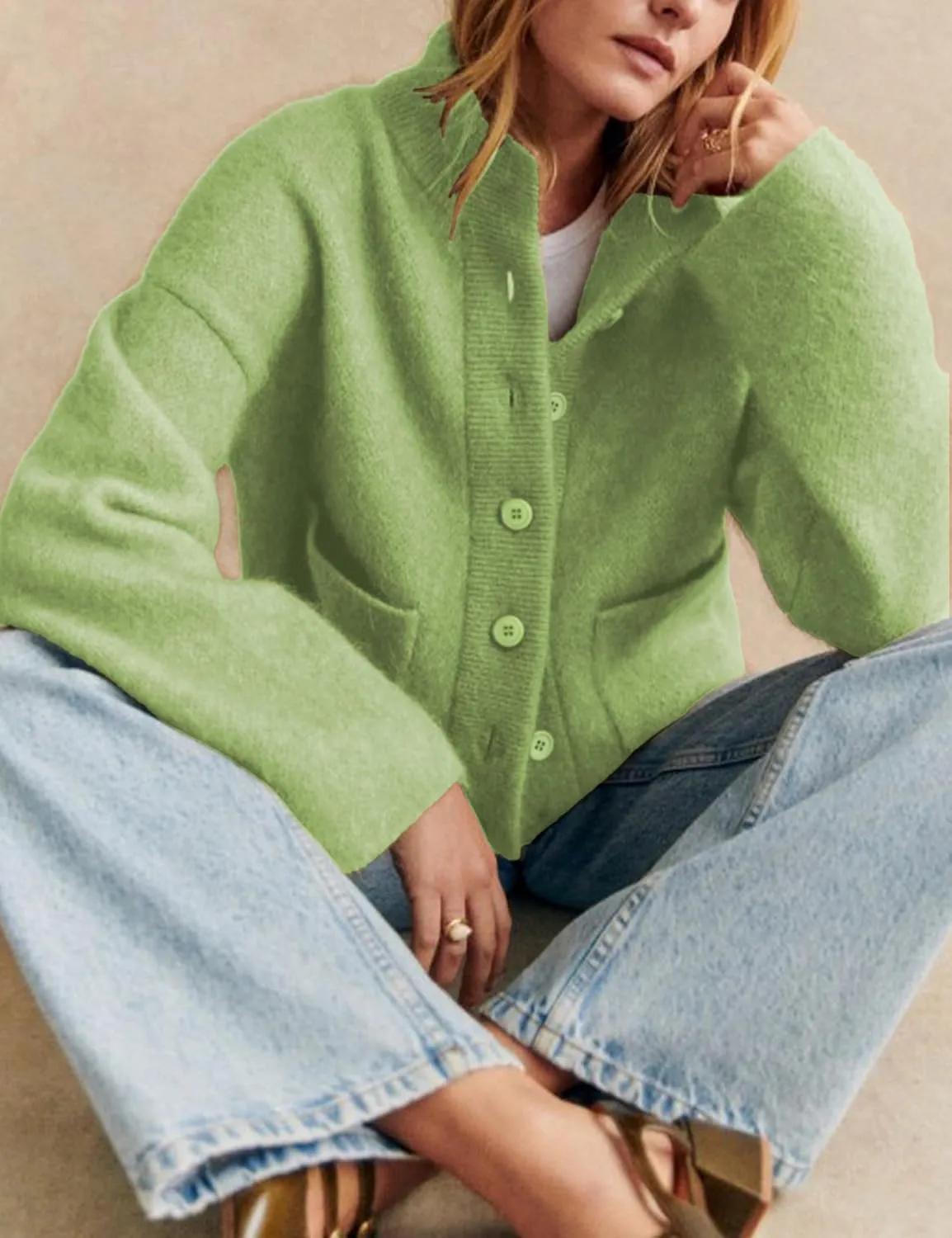 Womens Wool Blend Knit Cardigan Sweaters Long Sleeve Button Down Trendy Sweater Jackets Outwear