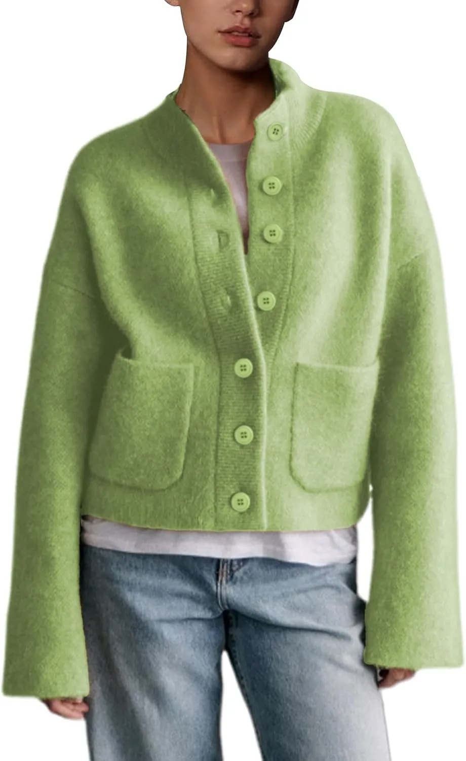 Womens Wool Blend Knit Cardigan Sweaters Long Sleeve Button Down Trendy Sweater Jackets Outwear