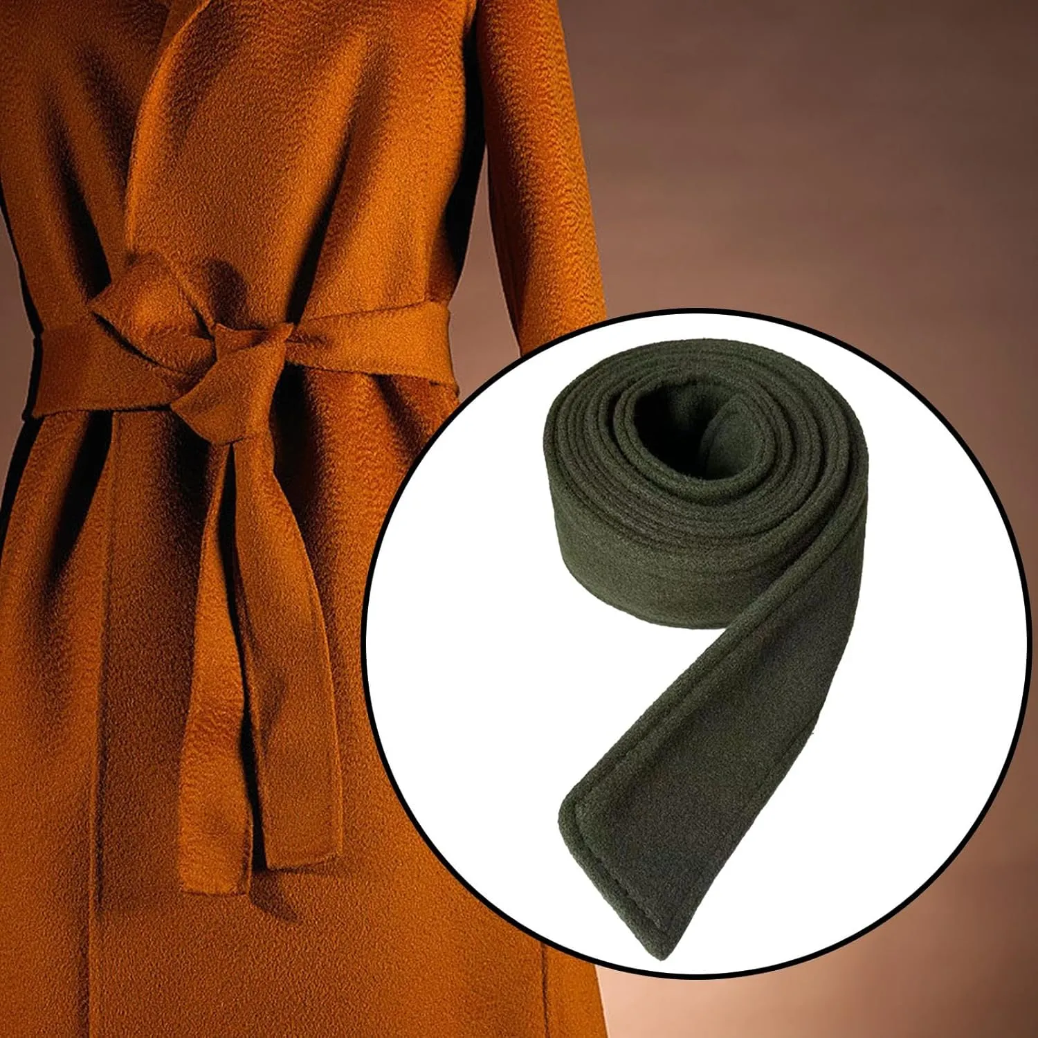 Women's Wool Blend Overcoat Waist Belt for Trench Coat with Bowknot Design