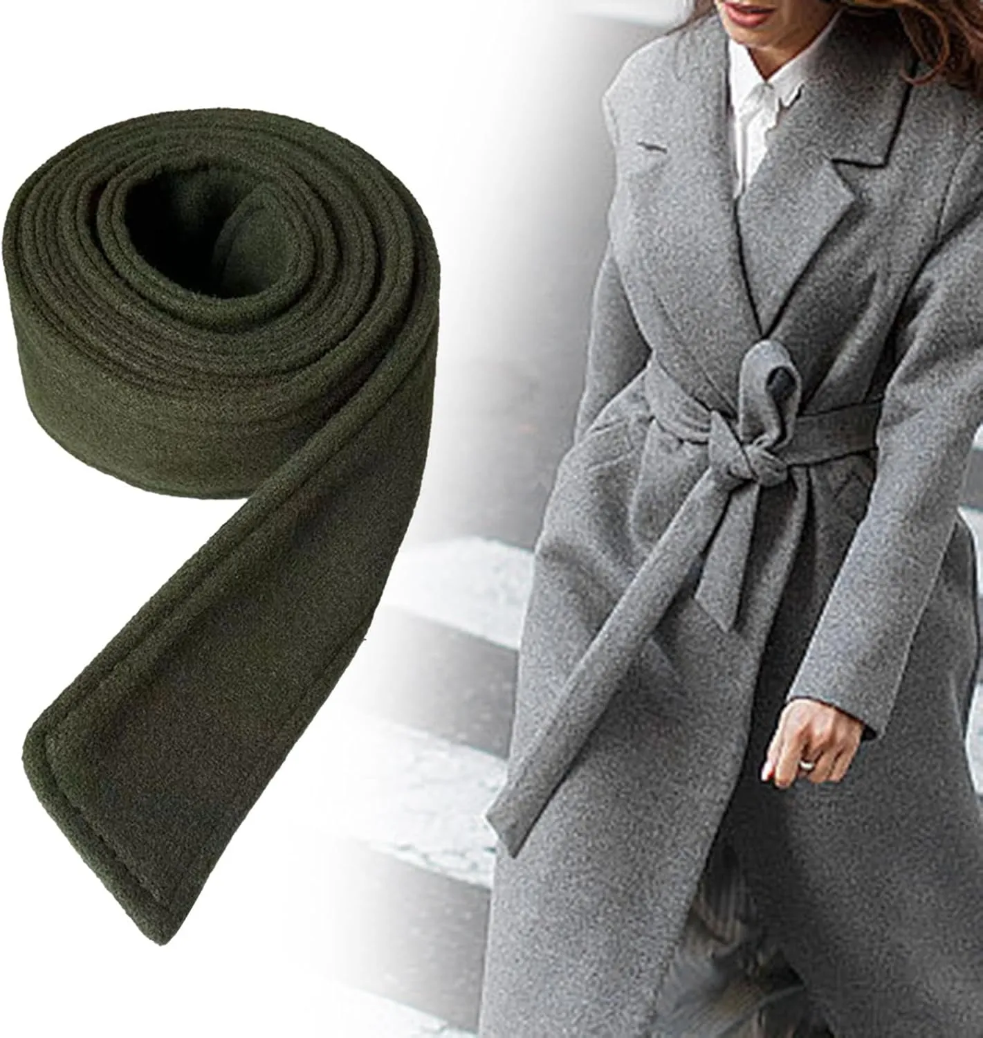 Women's Wool Blend Overcoat Waist Belt for Trench Coat with Bowknot Design