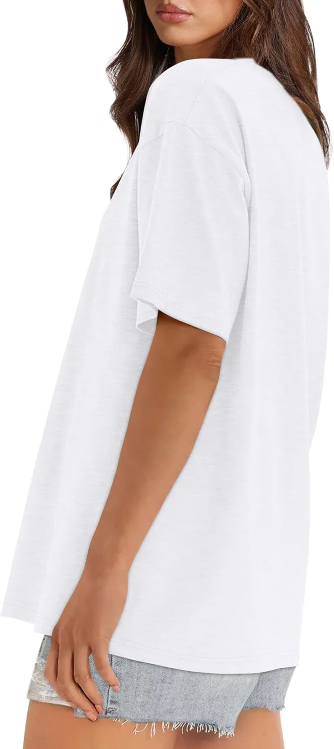 XIEERDUO Oversized T Shirts for Women Summer Short Sleeve Tops Loose Scook Neck