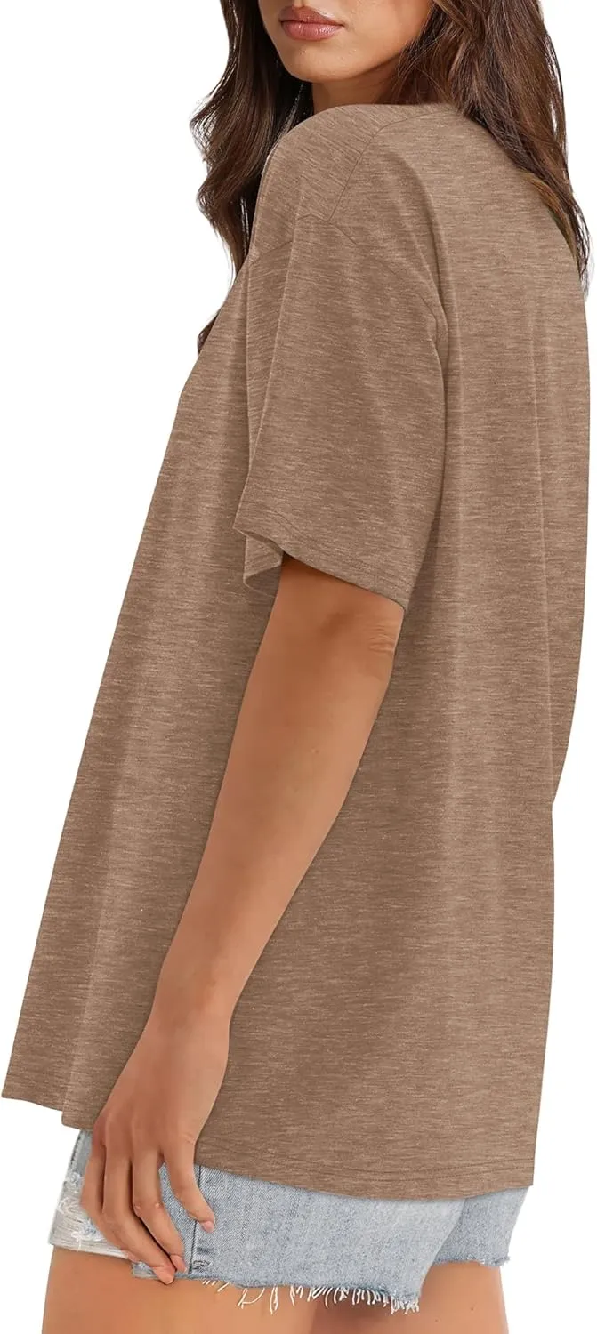 XIEERDUO Oversized T Shirts for Women Summer Short Sleeve Tops Loose Scook Neck