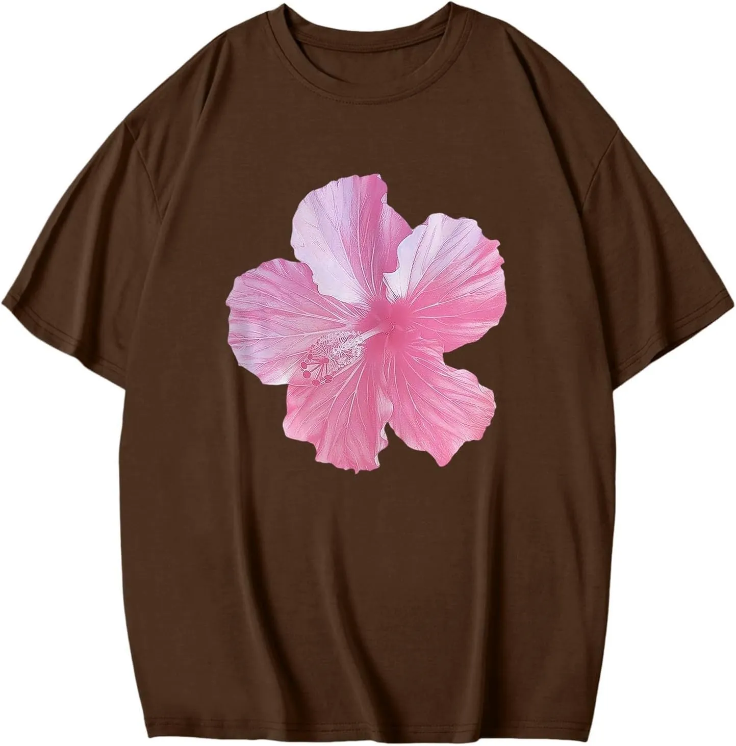 Y2k Shirts for Women Shorts Sleeve Oversized Pink Graphic Tshirt Crewneck Preppy Clothes for Teen Girls