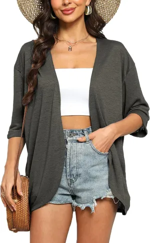 Yekaty Womens Summer Cardigan Lightweight Short Sleeve Kimono Cardigans Beach Vacation Cover up