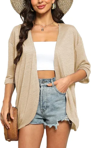 Yekaty Womens Summer Cardigan Lightweight Short Sleeve Kimono Cardigans Beach Vacation Cover up