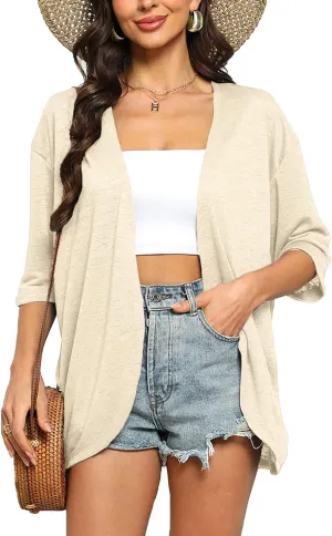 Yekaty Womens Summer Cardigan Lightweight Short Sleeve Kimono Cardigans Beach Vacation Cover up
