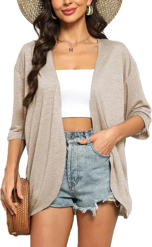 Yekaty Womens Summer Cardigan Lightweight Short Sleeve Kimono Cardigans Beach Vacation Cover up