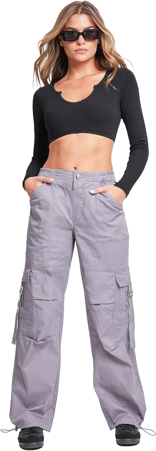 YMI Relaxed Fit Colored Cargo Utility Pant, Charcoal, S