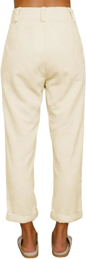 ZAFUL Women's Corduroy Casual Jogger Sweatpants with Pockets Relaxed Straight Fit