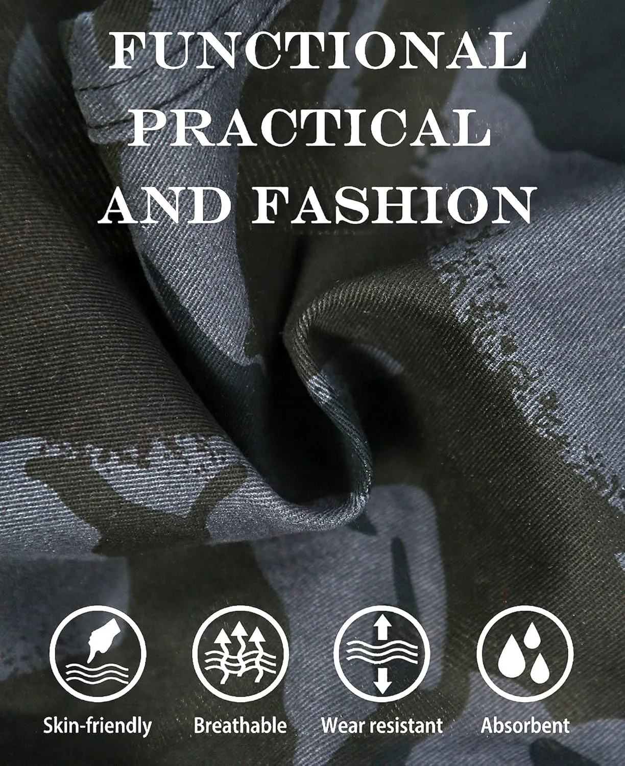 zeetoo Mens Relaxed-Fit Cargo Pants Multi Pocket Military Camo Combat Work Pants