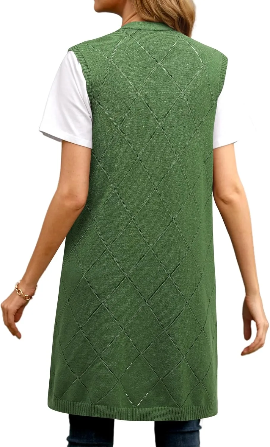 ZXZY Sleeveless Cardigans for Women Cozy Trendy Open Front Sweater Duster Long Vest