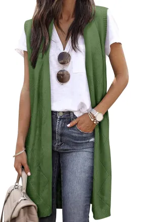 ZXZY Sleeveless Cardigans for Women Cozy Trendy Open Front Sweater Duster Long Vest