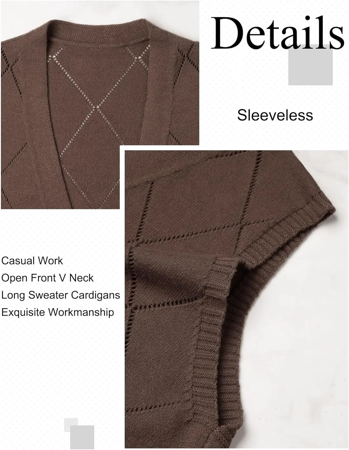 ZXZY Sleeveless Cardigans for Women Cozy Trendy Open Front Sweater Duster Long Vest