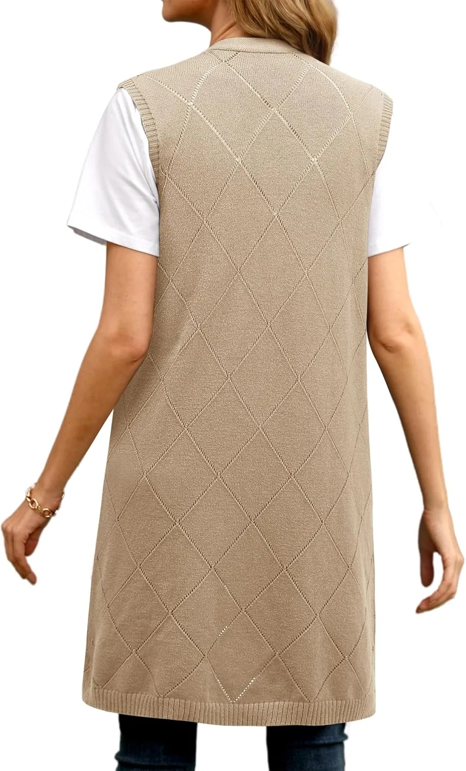 ZXZY Sleeveless Cardigans for Women Cozy Trendy Open Front Sweater Duster Long Vest